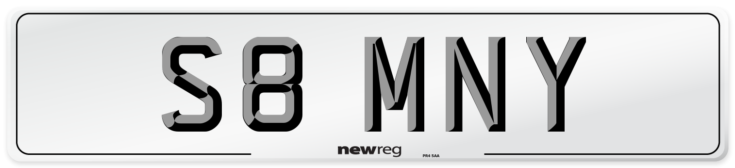 S8 MNY Number Plate from New Reg